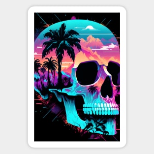 Vaporwave Skull Magnet